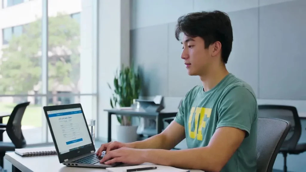 Student using the UF GPA Calculator online to track their grades and semester GPA