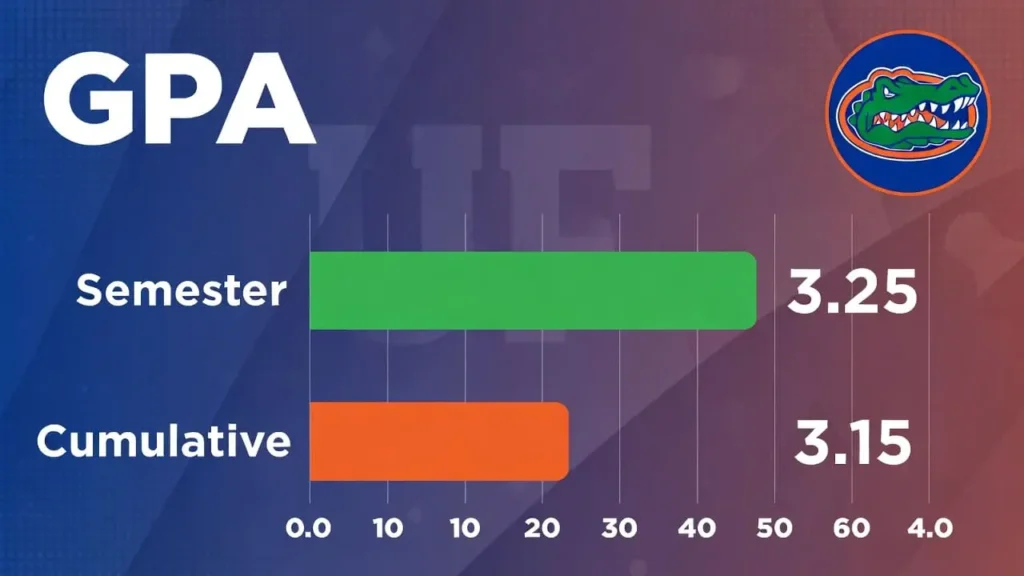 UF GPA Calculator visual showing semester and cumulative GPA results for students.